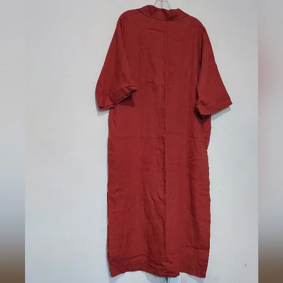 Zara Zw Collection 100% Linen Rust Red Oversized Tunic Dress - Picture 7 of 11